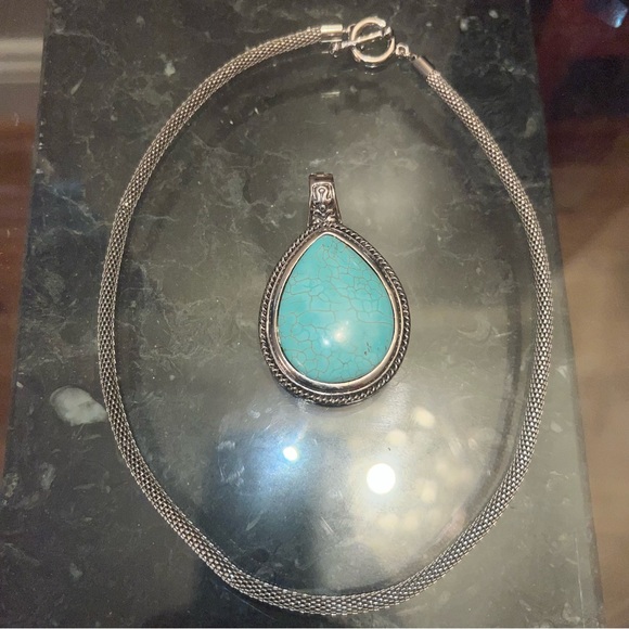 Pendant & Necklace Set - Turquoise Pendant w/ Woven Chain Necklace NWOT - Picture 13 of 17